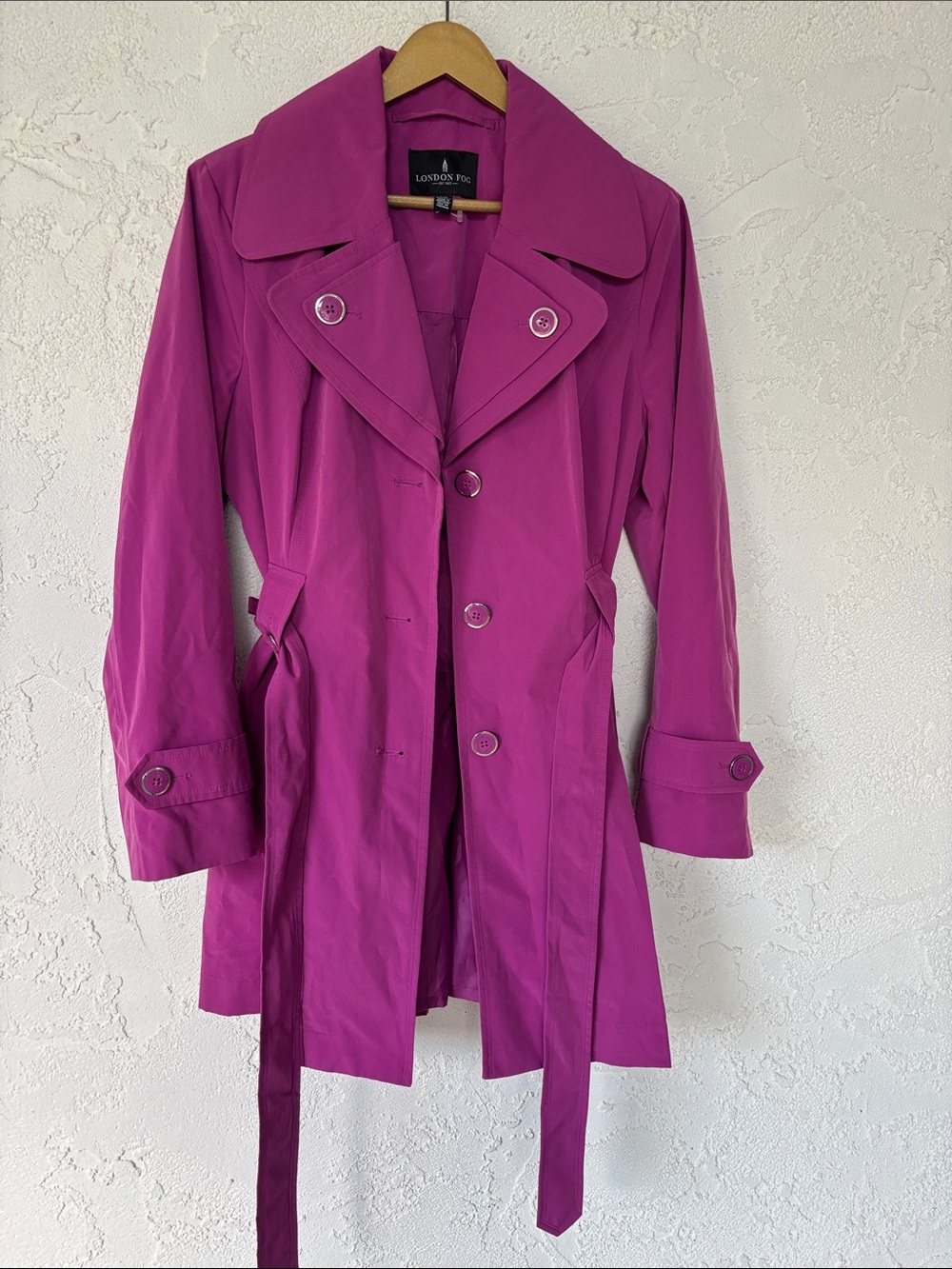 London Fog Women's Bright Magenta Trench Coat